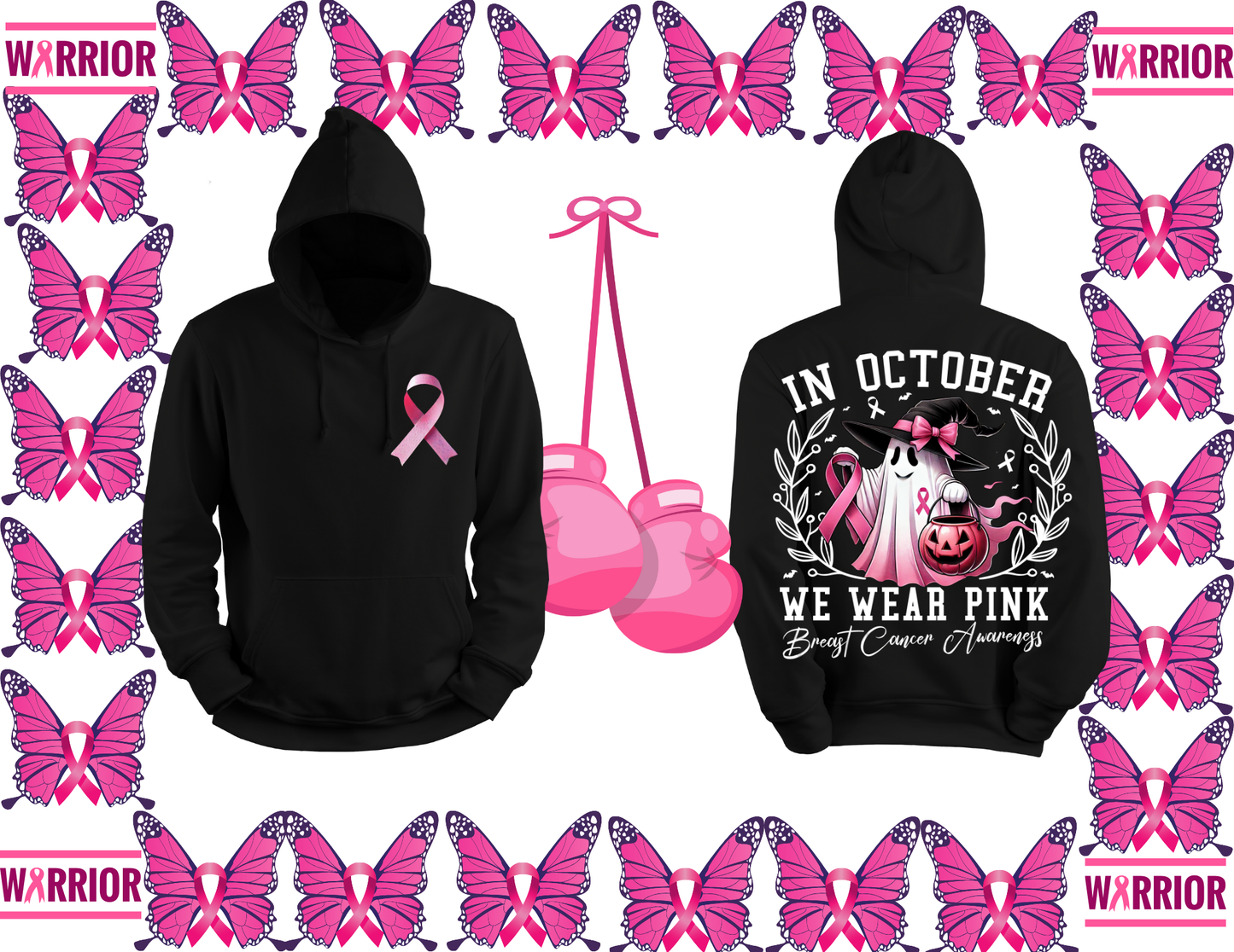 Breast Cancer Awareness Hoodie | In October We Wear Pink Ghost