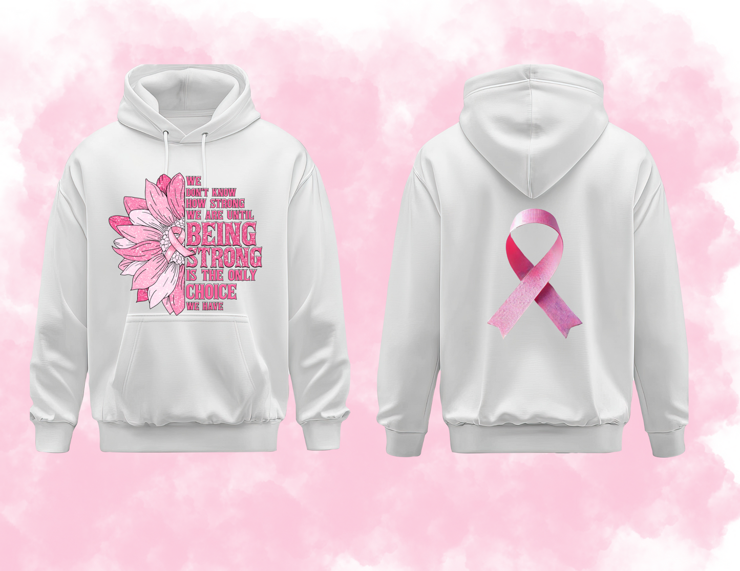 Breast Cancer Awareness Hoodie – Pink Ribbon Strong Graphic Sweatshirt